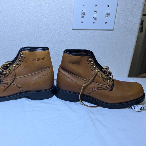 Wolverine Vintage 80\'s New w/o Box Men\'s size 8D Tan Work Leather Combat Boots